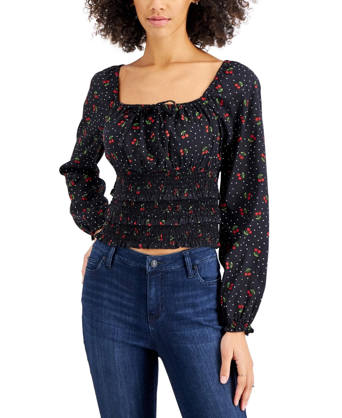 Planet Gold Juniors' Square-Neck Smocked Top