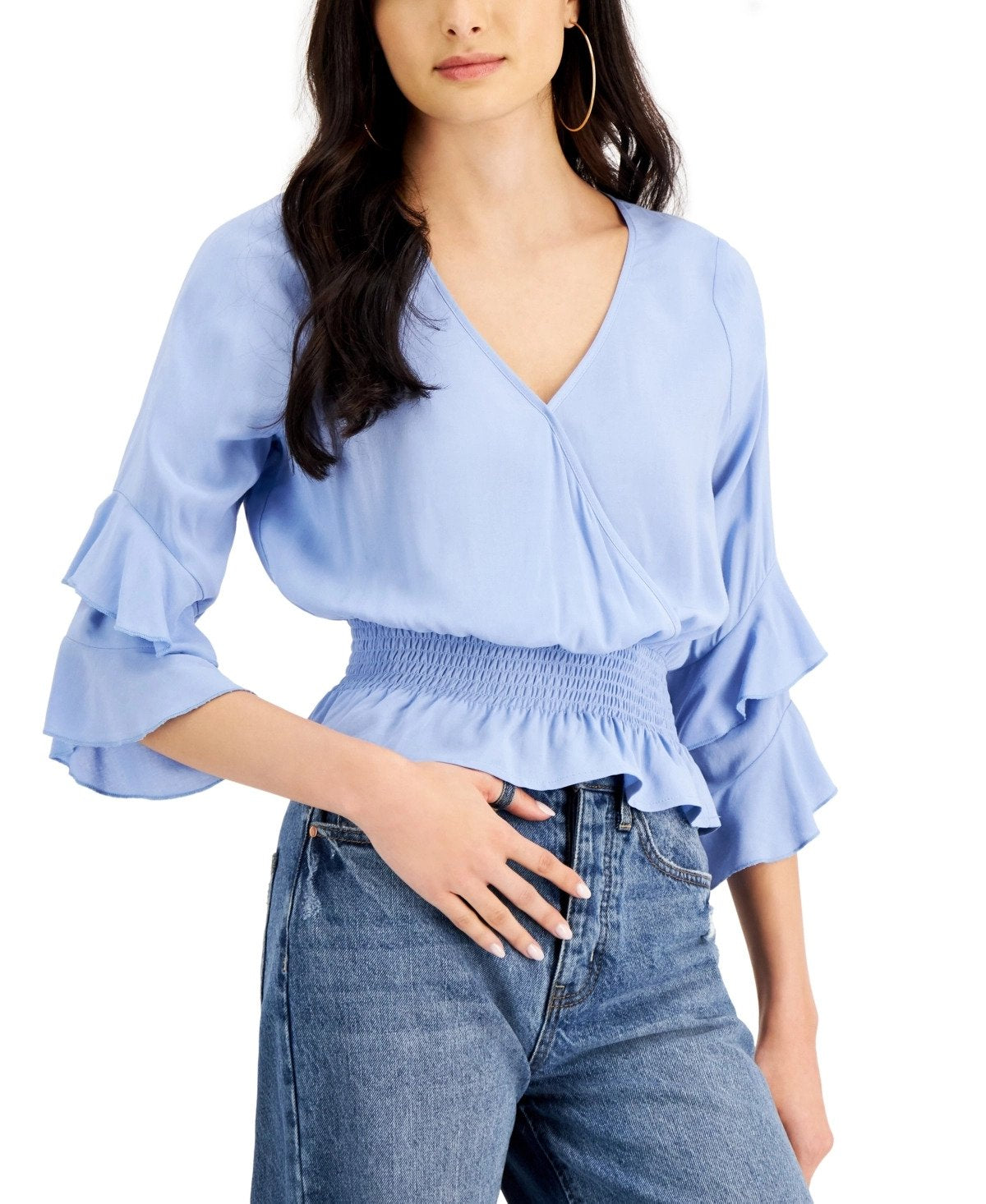 Just Polly Juniors' Smocked-Waist Top