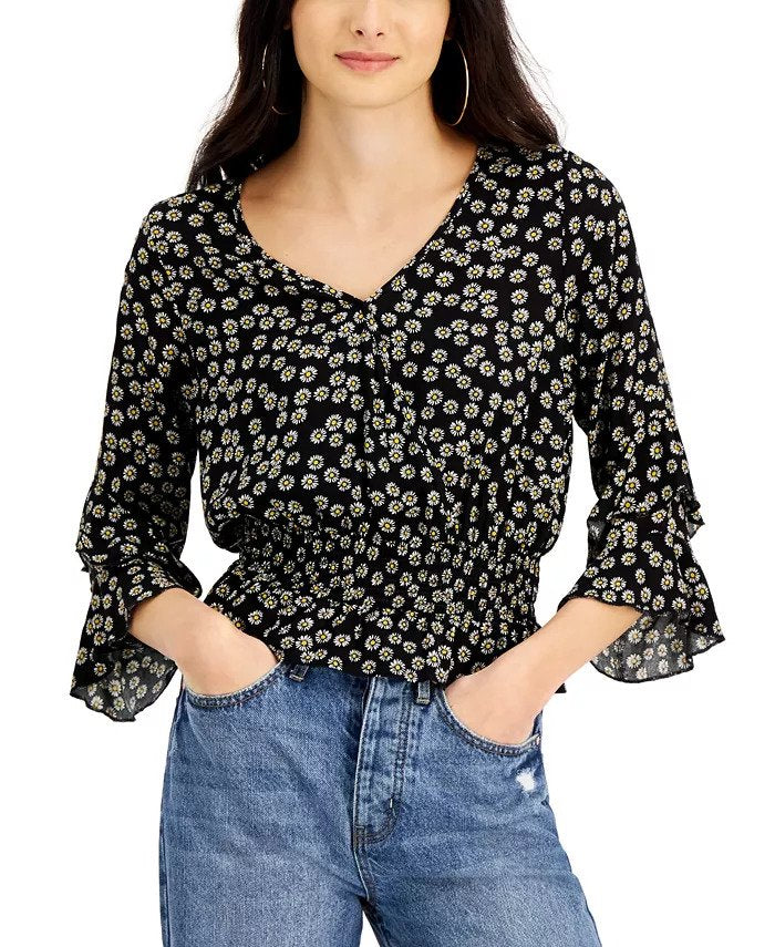 Just Polly Juniors' Smocked-Waist Top