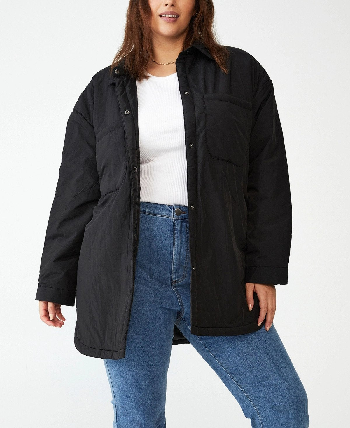 Cotton On Trendy Plus Size Puffer Shacket Jacket