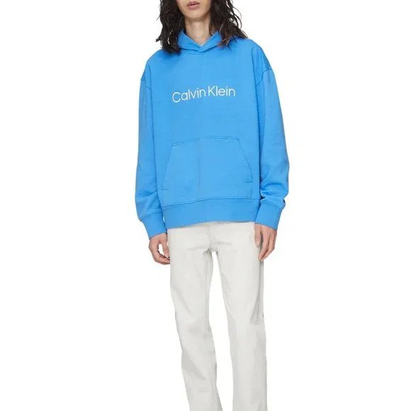 Calvin Klein Men's Relaxed Fit Standard Logo Terry Hoodie