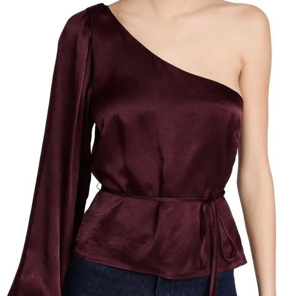 MINKPINK One-Shoulder Peplum Top