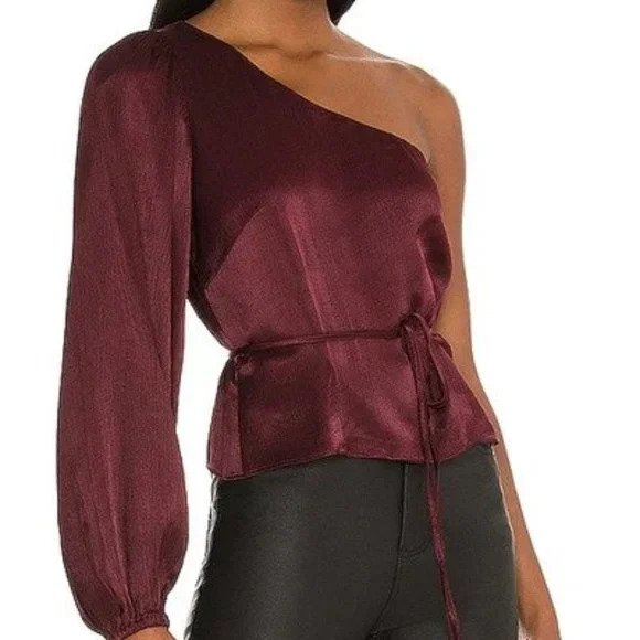 MINKPINK One-Shoulder Peplum Top