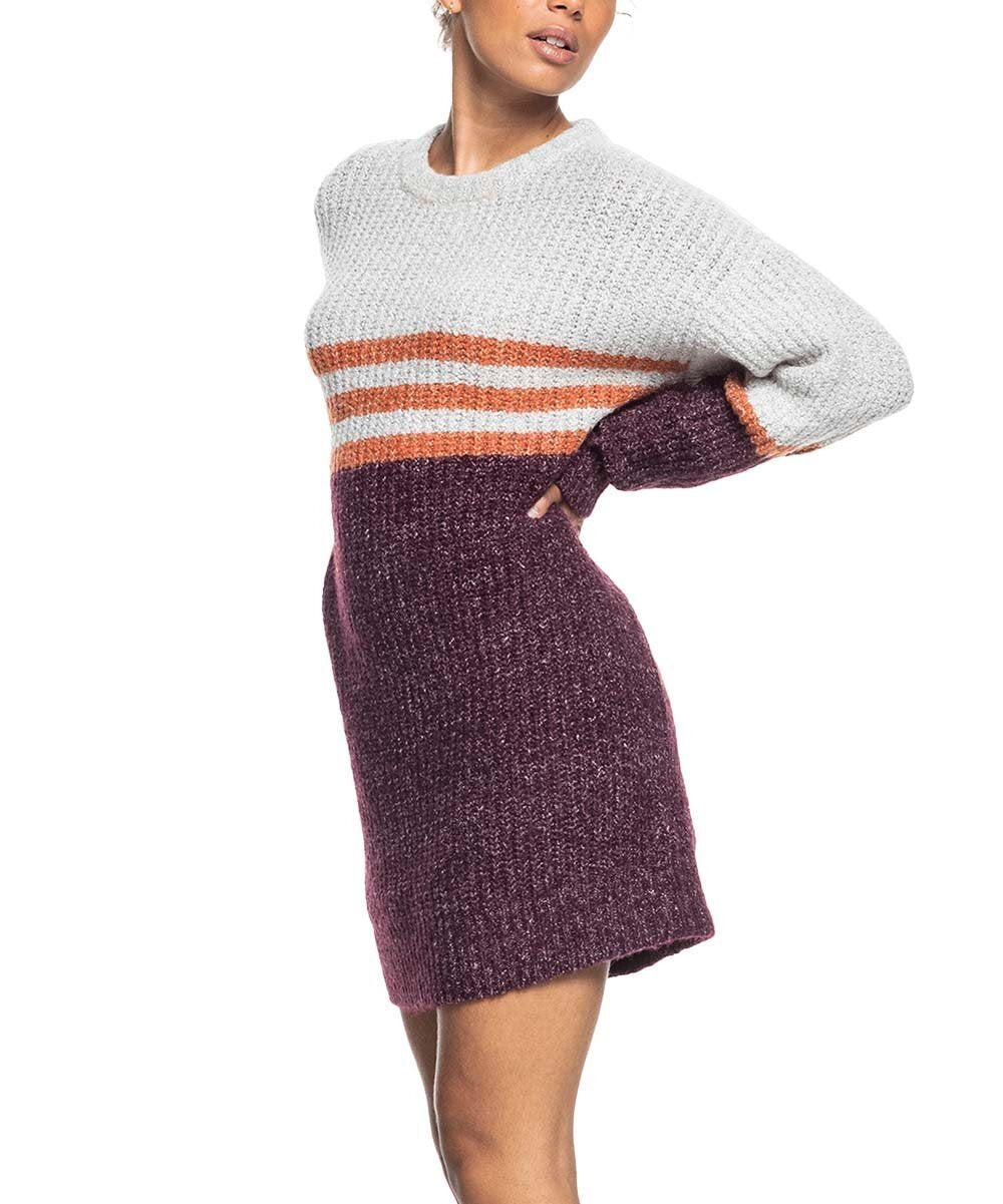 Roxy Juniors' Fig & White Stripe Sweater Dress