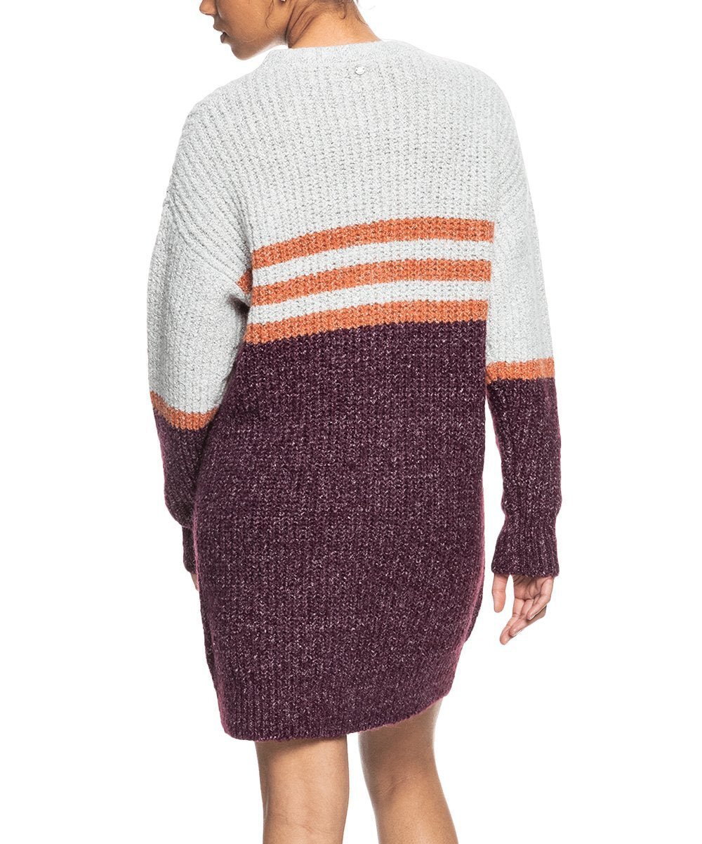 Roxy Juniors' Fig & White Stripe Sweater Dress