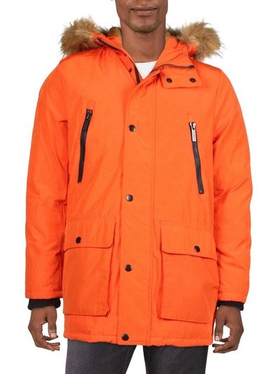 Mens orange parka with fur hood online